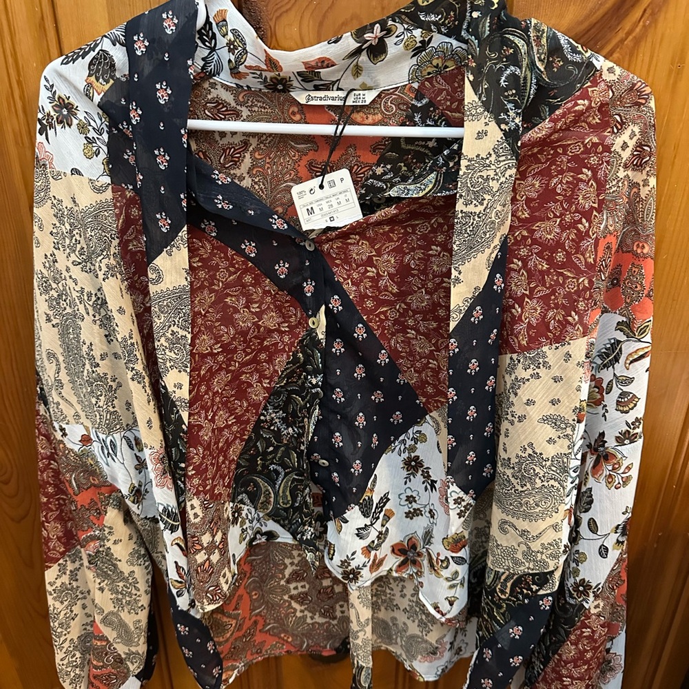 Stradivarius Multicolor Patchwork Blouse - image 3